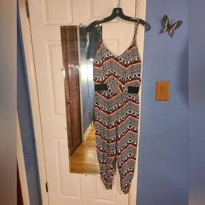 Material Girl Stylish Black and Red Patterned Jumpsuit